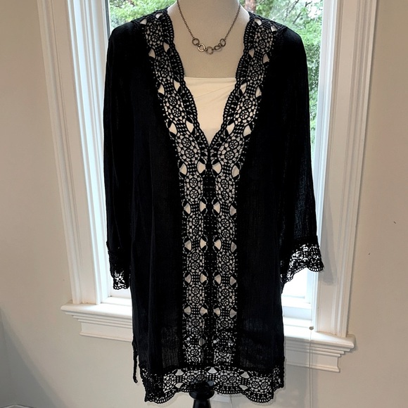 La Blanca 100% Cotton Swim Cover Up, Black, Size Small, EUC - Picture 1 of 6